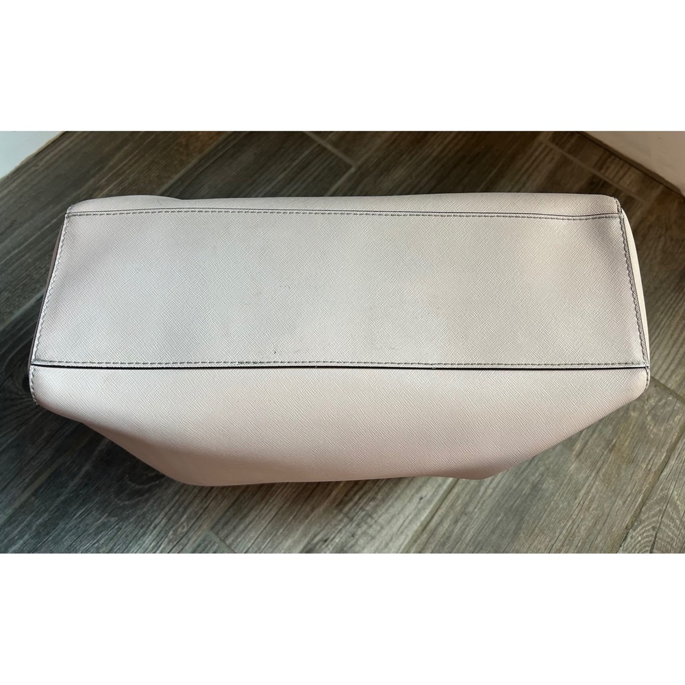 Michael Kors Susannah Large Saffiano Leather Shoulder Bag Tote Purse Gold Blush - Picture 7 of 11